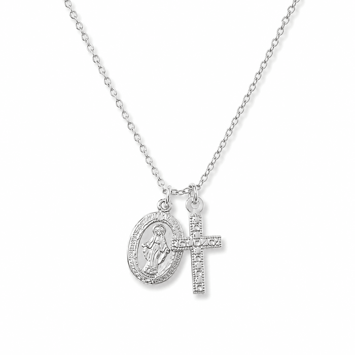 Mary Pendant + Cross Necklace - Le Serey
