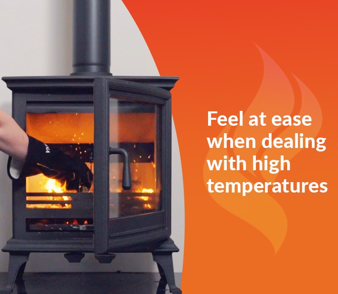 Mazona Stoves wood burner heat Resistant pair of black gloves