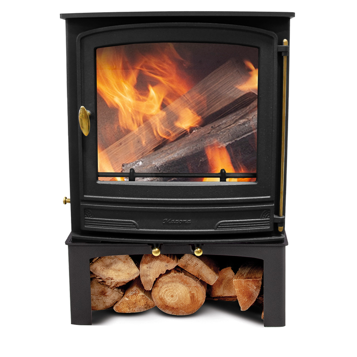 Log store for stove on white background
