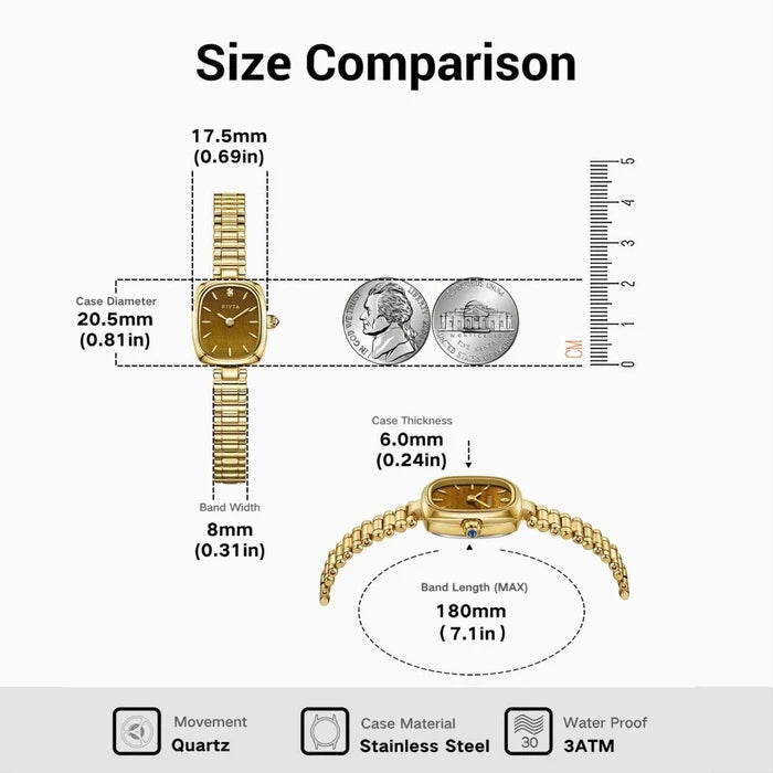 Gold Watches with Real Diamond Dial/Tiger's eye - FIYTA