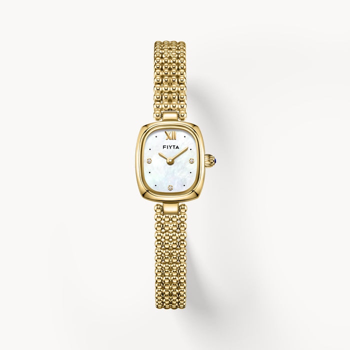 Gold Watch Mother-of-Pearl & Pearl Bracelet Gift Set - FIYTA