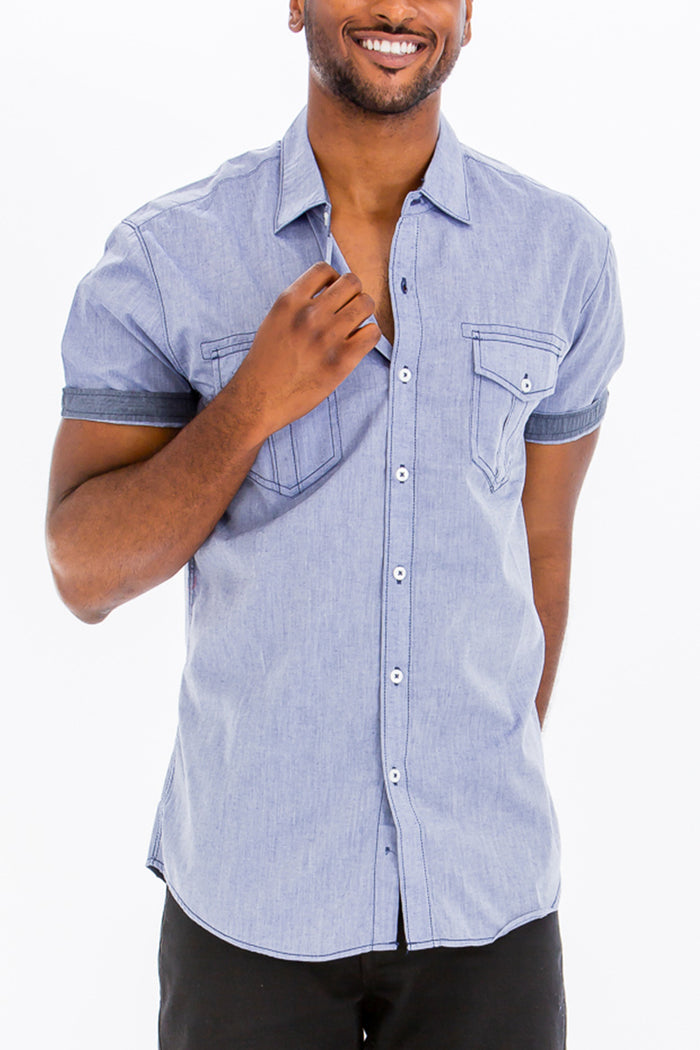 Nik Striped Stitch Button Up