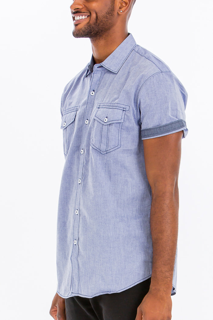 Nik Striped Stitch Button Up