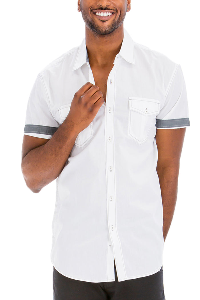 Nik Striped Stitch Button Up