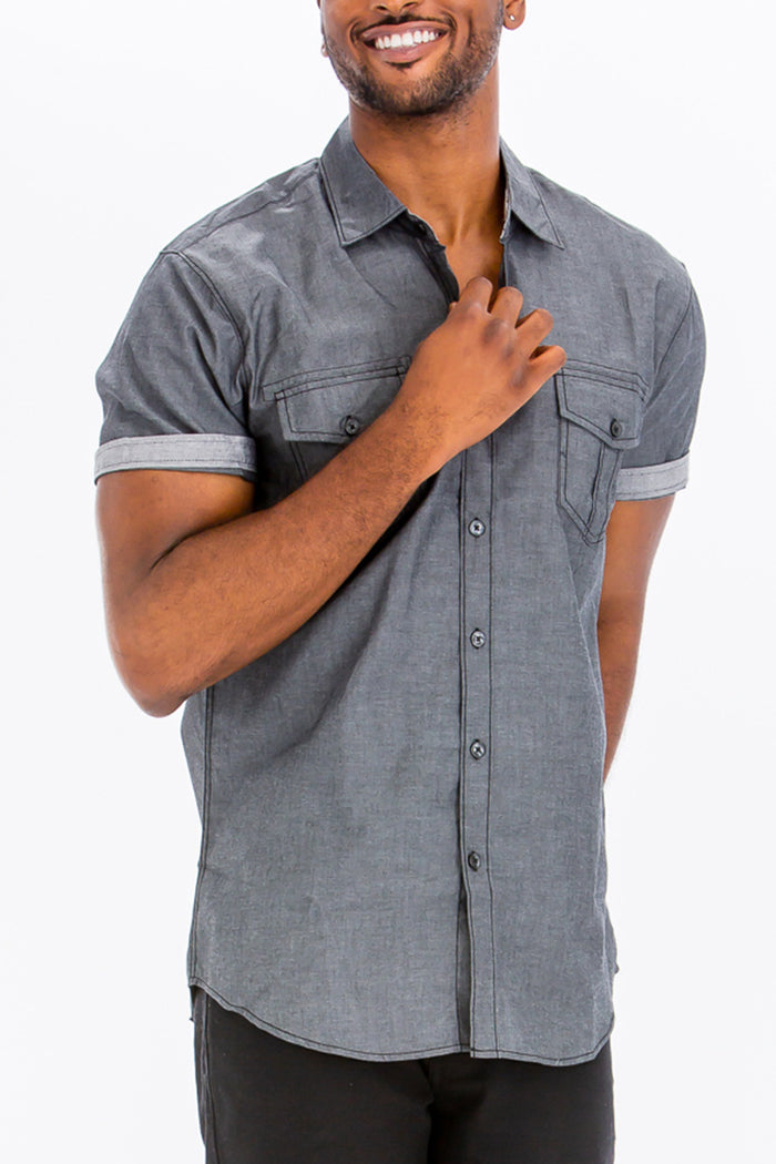 Nik Striped Stitch Button Up