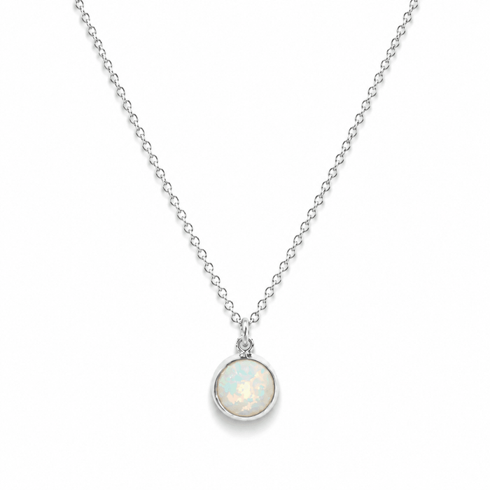 Opal Bezel Sliver Necklace - Le Serey