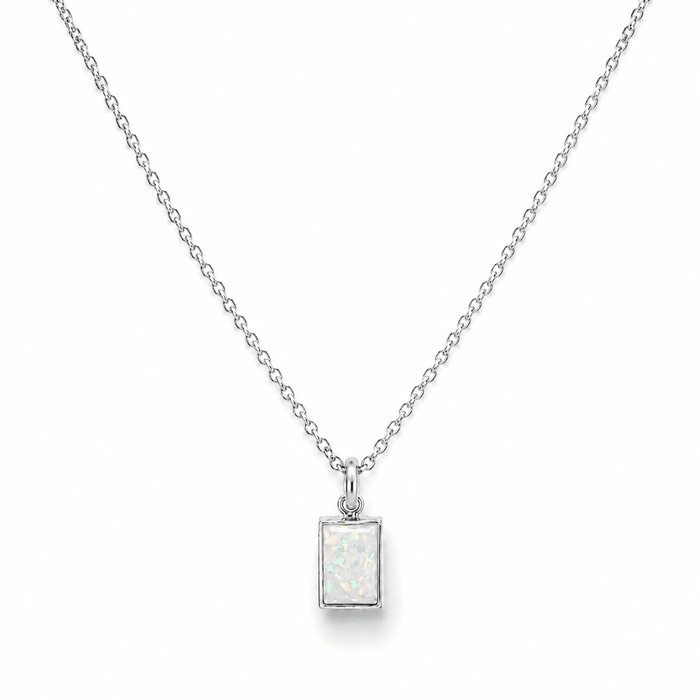Silver Opal Tag Necklace - Le Serey
