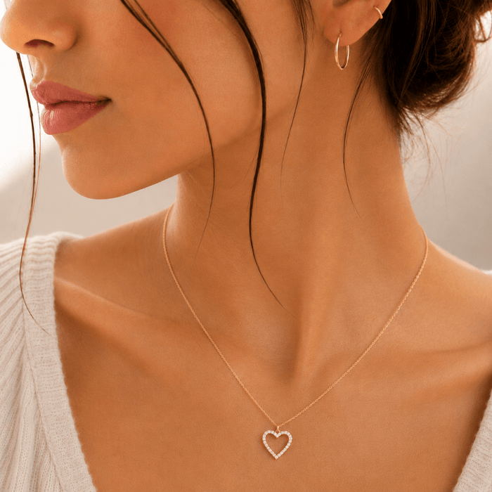 Open Hearts CZ Diamond Necklace - Le Serey