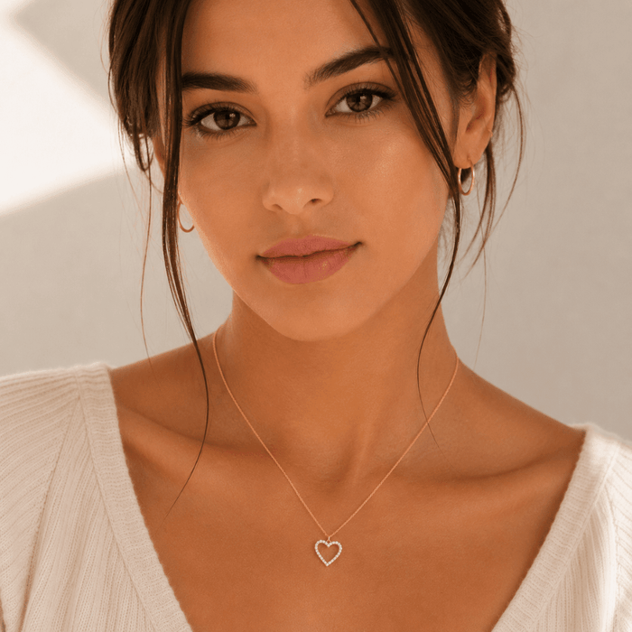 Open Hearts CZ Diamond Necklace - Le Serey