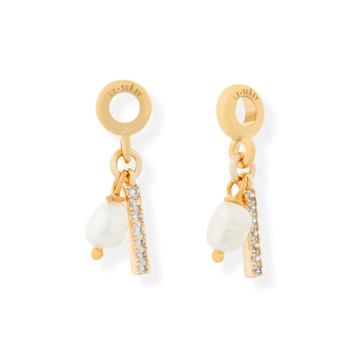 Pearl + CZ Bar Charm - Le Serey