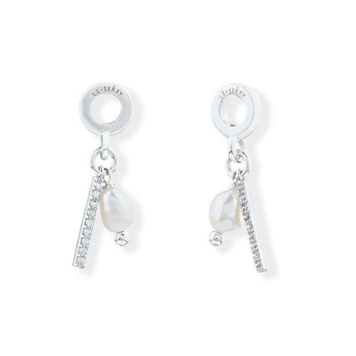 Pearl + CZ Bar Charm - Le Serey