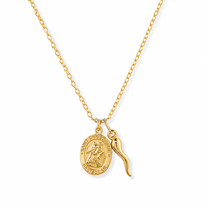 St. Christopher + Cornicello Necklace - Le Serey