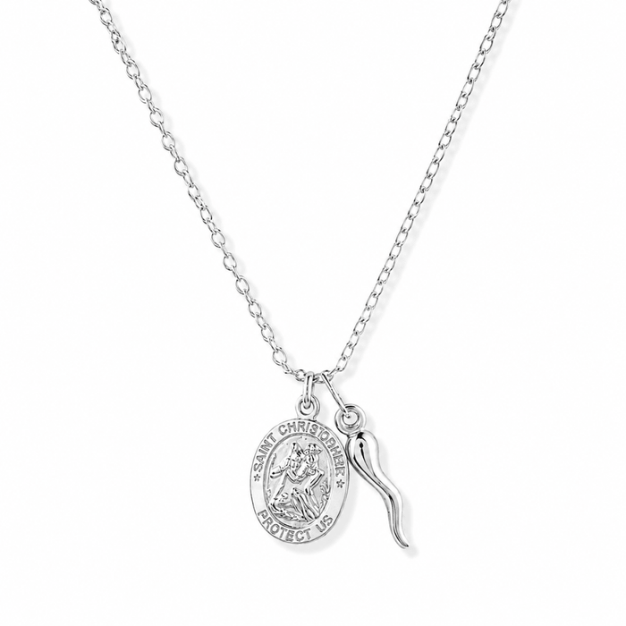 St. Christopher + Cornicello Necklace