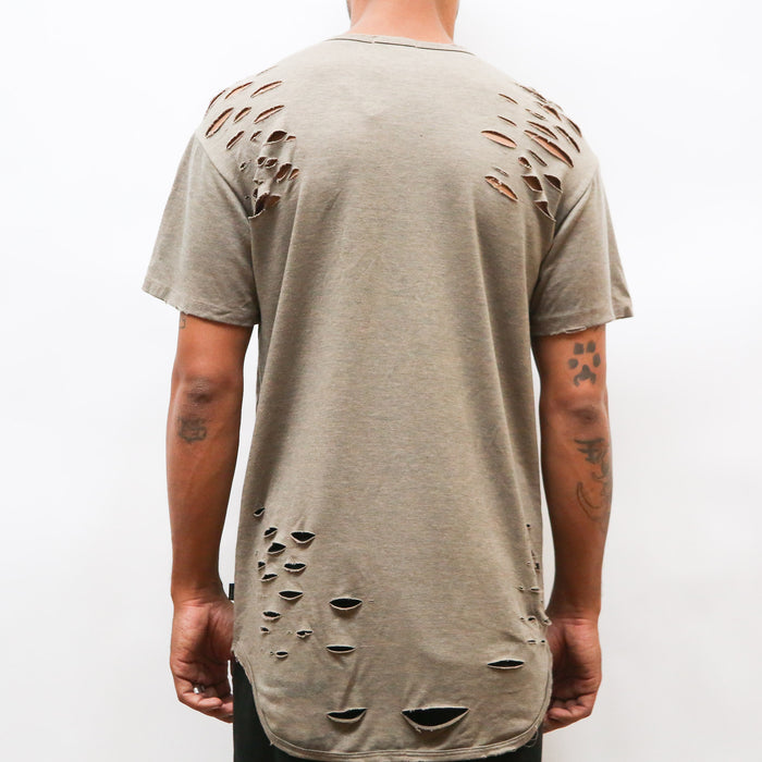 TAUPE SCISSOR DISTRESSED TEE
