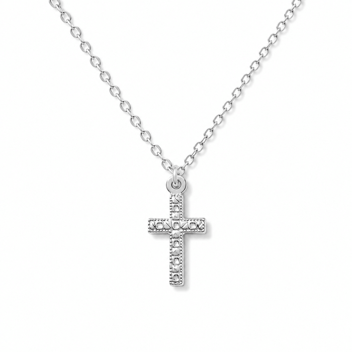 Textured Cross Pendant Necklace