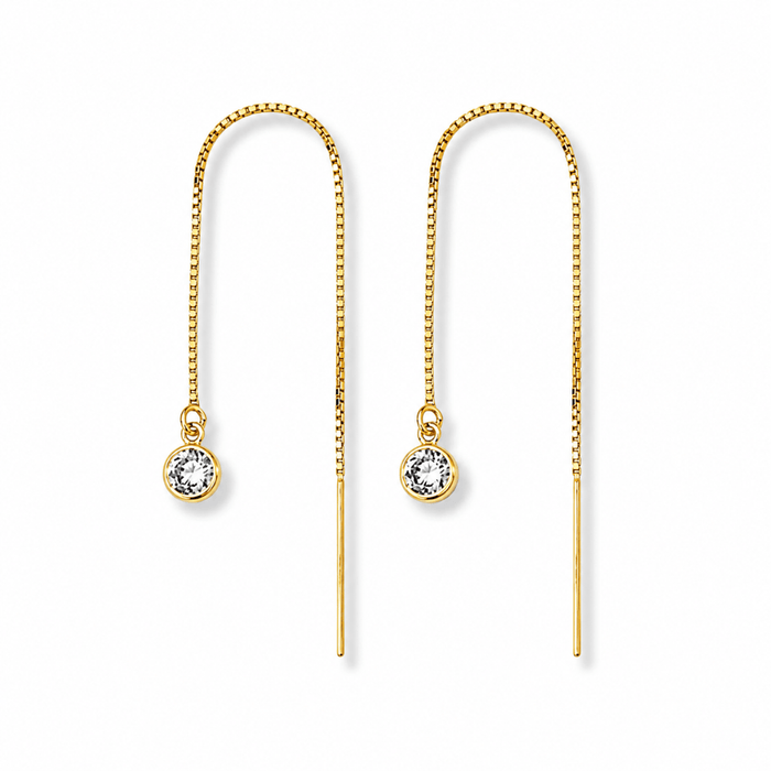 Threader Earrings with Opal Drop Charm