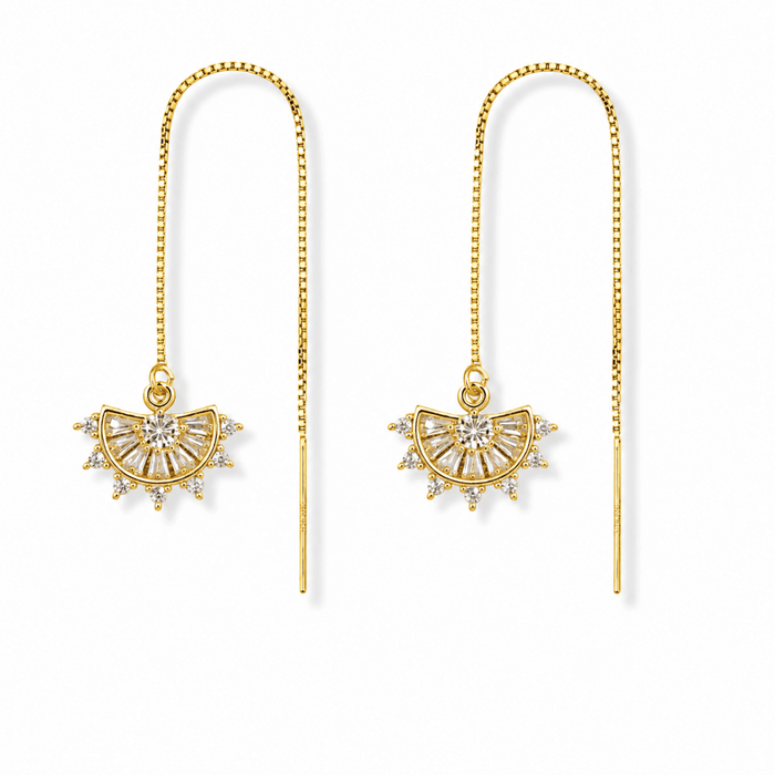 Threader Earrings Fan Drop Charm - Le Serey