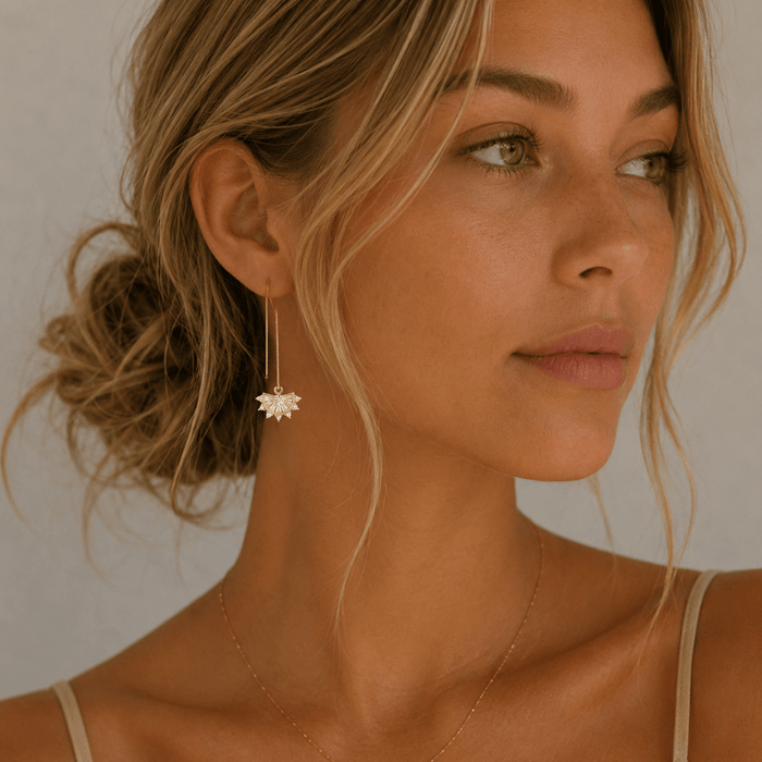 Threader earrings + fan drop charm