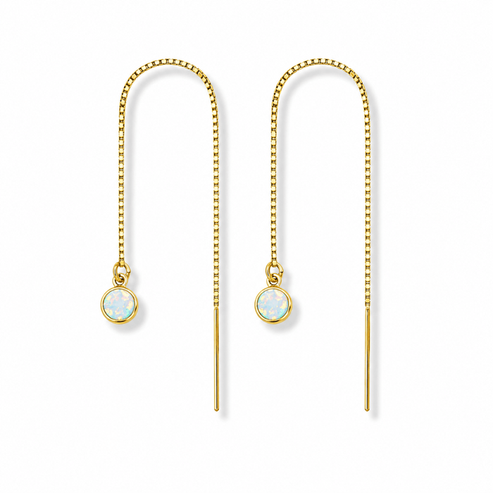 Threader Earrings + Opal Drop Charm - Le Serey