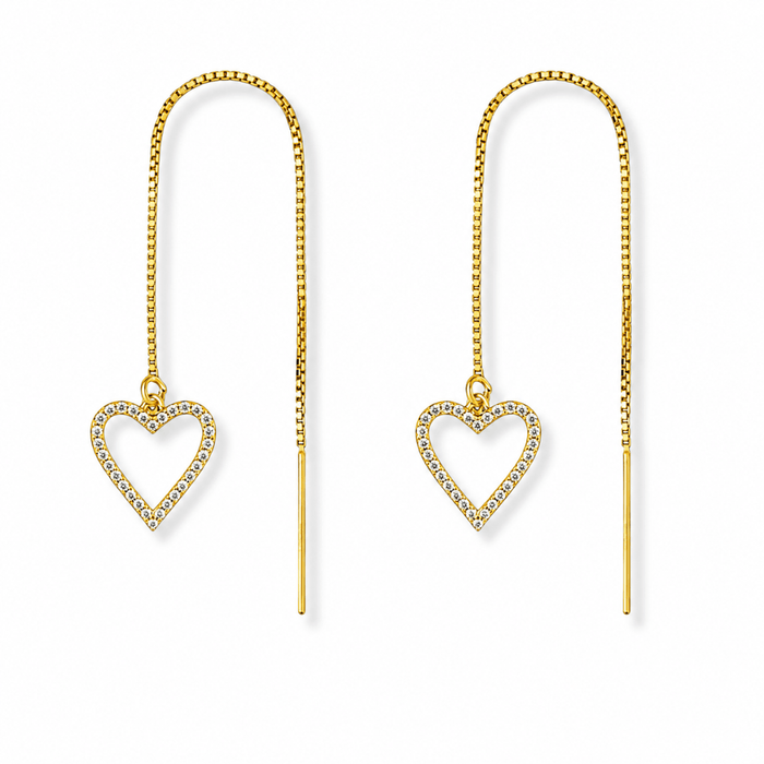 Threader Earrings + Open Hearts Charms - Le Serey