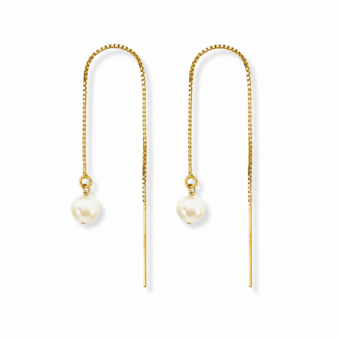 Threader Earrings Pearl Drop Charm - Le Serey