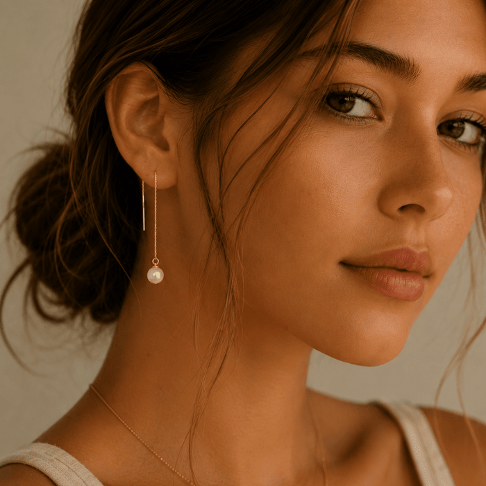 Threader Earrings + Pearl Drop Charm