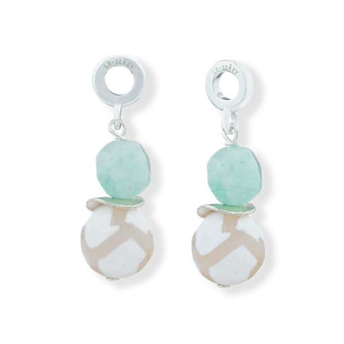 Tibetan Agate + Chalcedony Midi Tulip Charm - Le Serey
