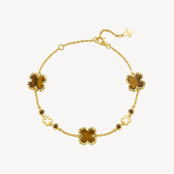 Tiger’s Eye Clover Bracelet Jewelry for Women - FIYTA