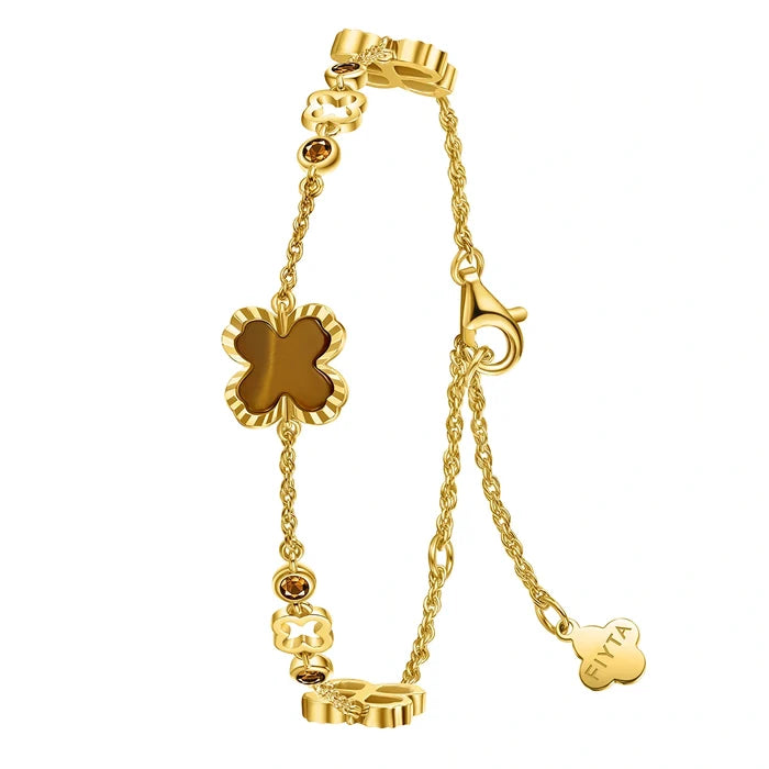 Tiger’s Eye Clover Bracelet Jewelry for Women - FIYTA