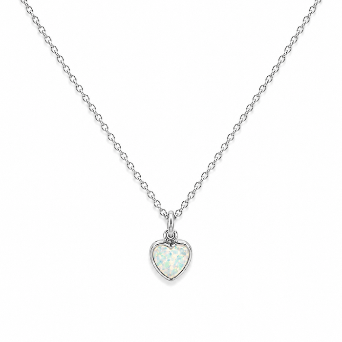 Silver Tiny Hearts Opal Necklace - Le Serey