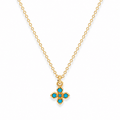 Tiny Turquoise Cross Necklace - Le Serey