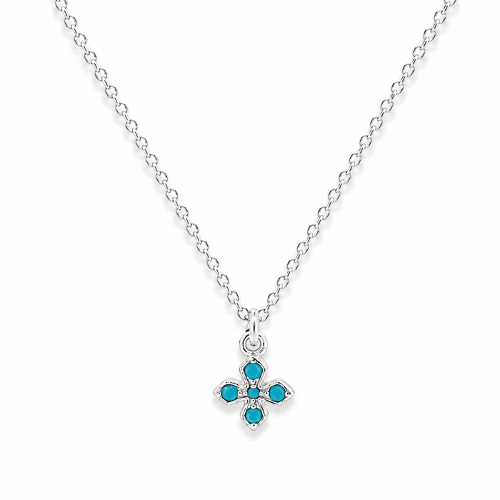 Tiny Turquoise Cross Necklace - Le Serey