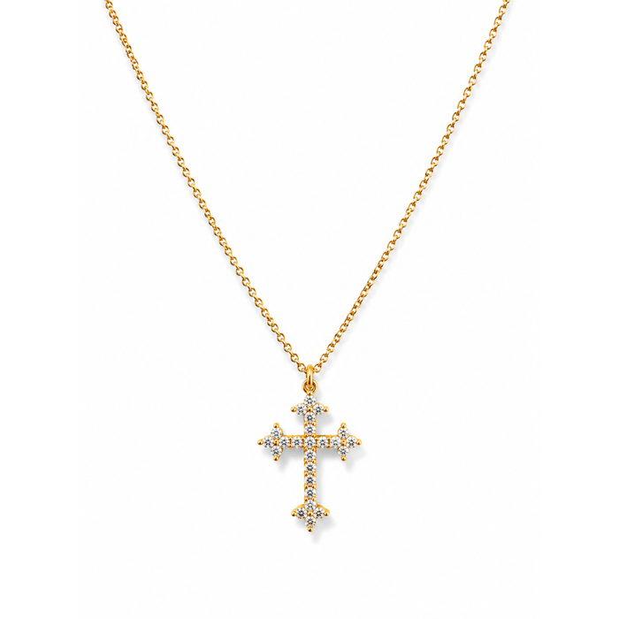 Trefoil Pavé Cross Necklace - Le Serey