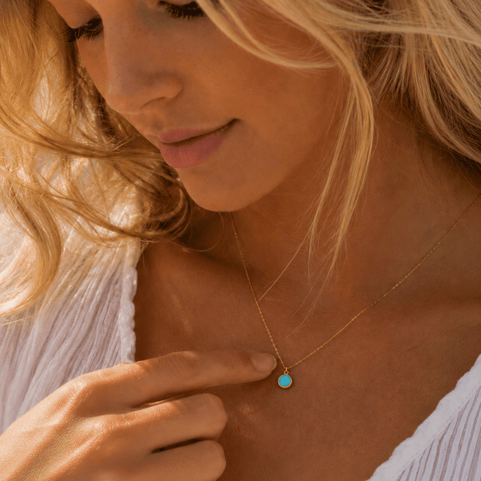 Turquoise Bezel Necklace - Le Serey