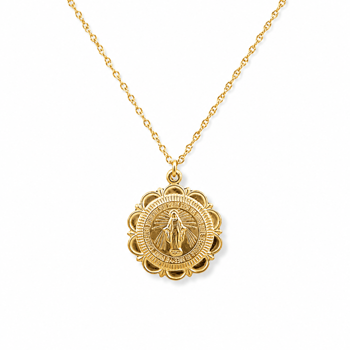 Virgin Mary Scalloped Necklace - Le Serey