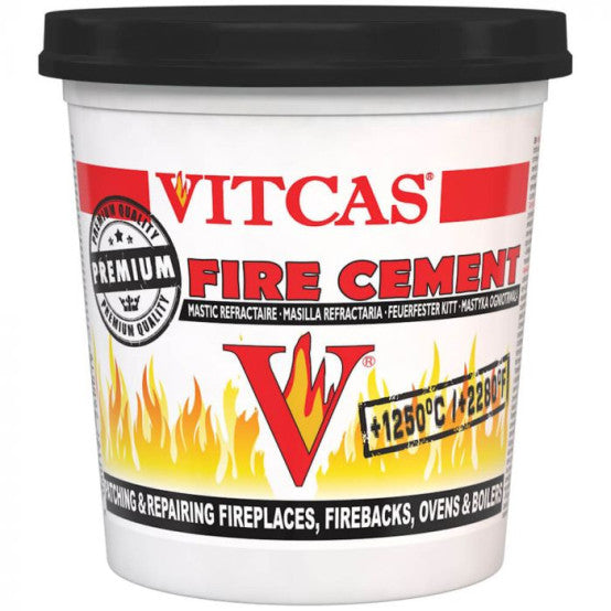 Vitcas Premium Black Fire Cement 1Kg Tub white background