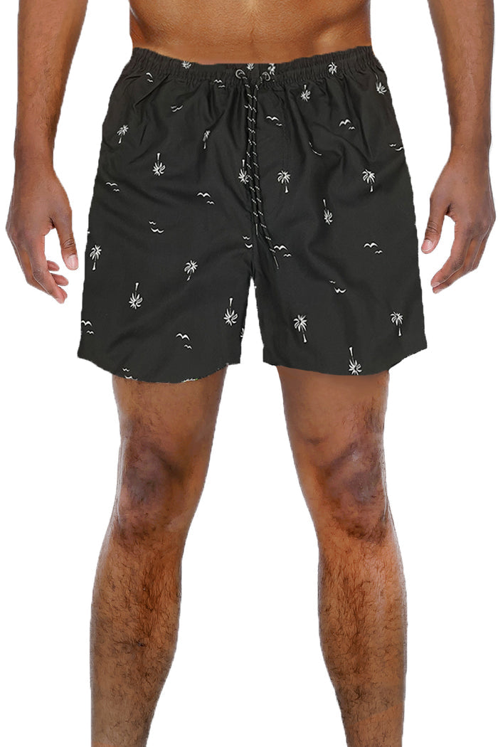 White Palm Print Swim Shorts